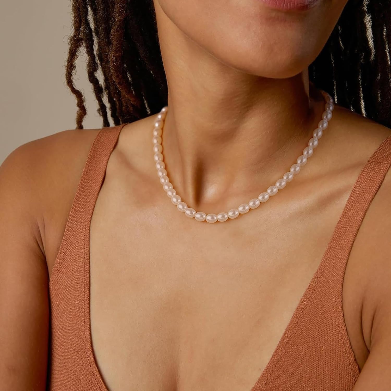 Pearl Necklaces for Women – Adjustable Pearl Choker Strand, Handmade Baroque Vintage Jewelry, Hypoallergenic Statement Necklace