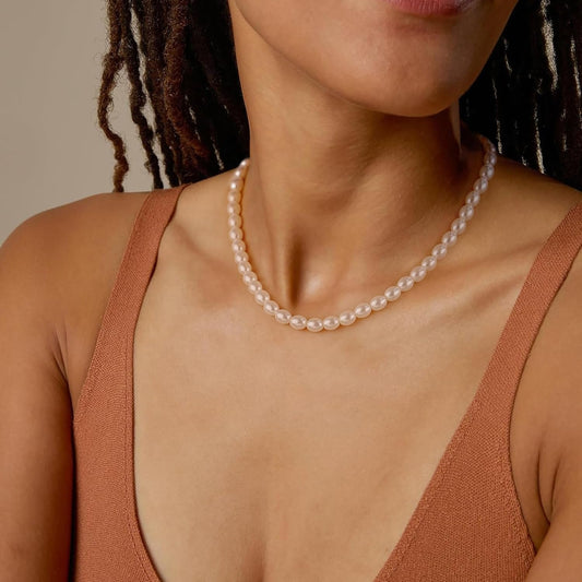 Pearl Necklaces for Women – Adjustable Pearl Choker Strand, Handmade Baroque Vintage Jewelry, Hypoallergenic Statement Necklace
