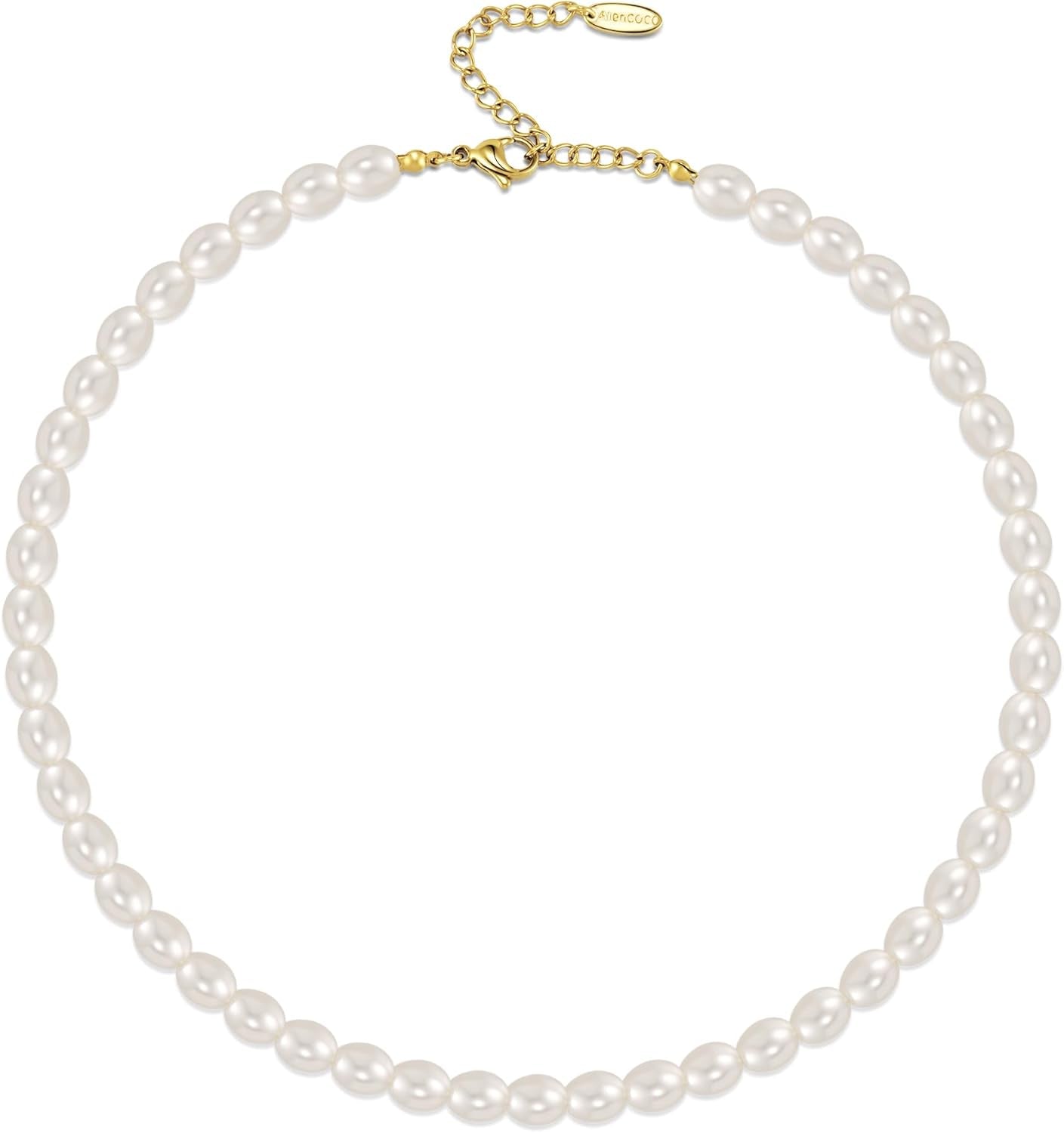 Pearl Necklaces for Women – Adjustable Pearl Choker Strand, Handmade Baroque Vintage Jewelry, Hypoallergenic Statement Necklace