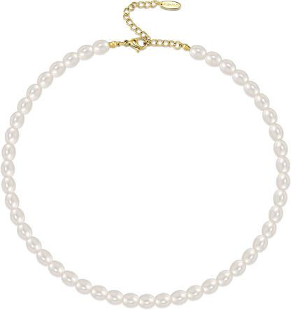 Pearl Necklaces for Women – Adjustable Pearl Choker Strand, Handmade Baroque Vintage Jewelry, Hypoallergenic Statement Necklace