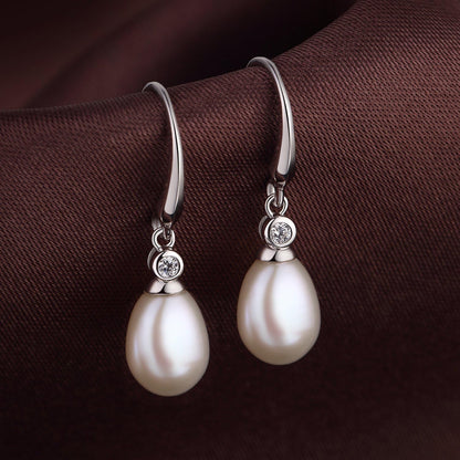 Elegant Pearl Drop Earrings – 925 Sterling Silver with Gift Box