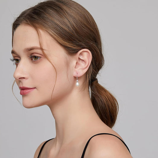 Elegant Pearl Drop Earrings – 925 Sterling Silver with Gift Box