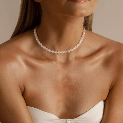Pearl Necklaces for Women – Adjustable Pearl Choker Strand, Handmade Baroque Vintage Jewelry, Hypoallergenic Statement Necklace