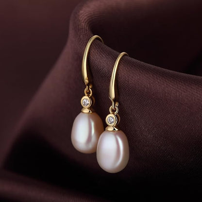Elegant Pearl Drop Earrings – 925 Sterling Silver with Gift Box