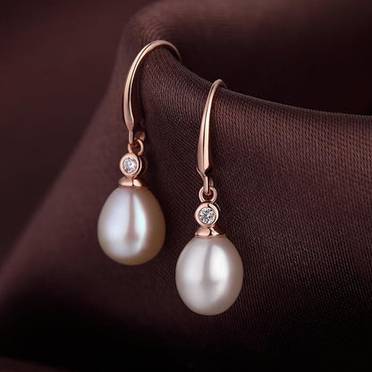 Elegant Pearl Drop Earrings – 925 Sterling Silver with Gift Box