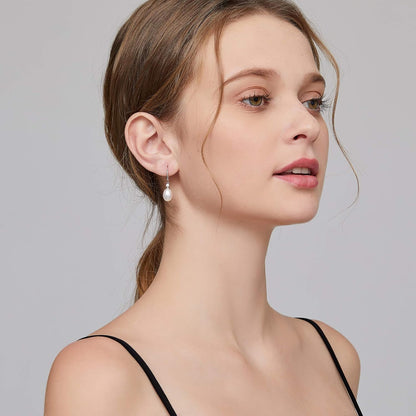 Elegant Pearl Drop Earrings – 925 Sterling Silver with Gift Box