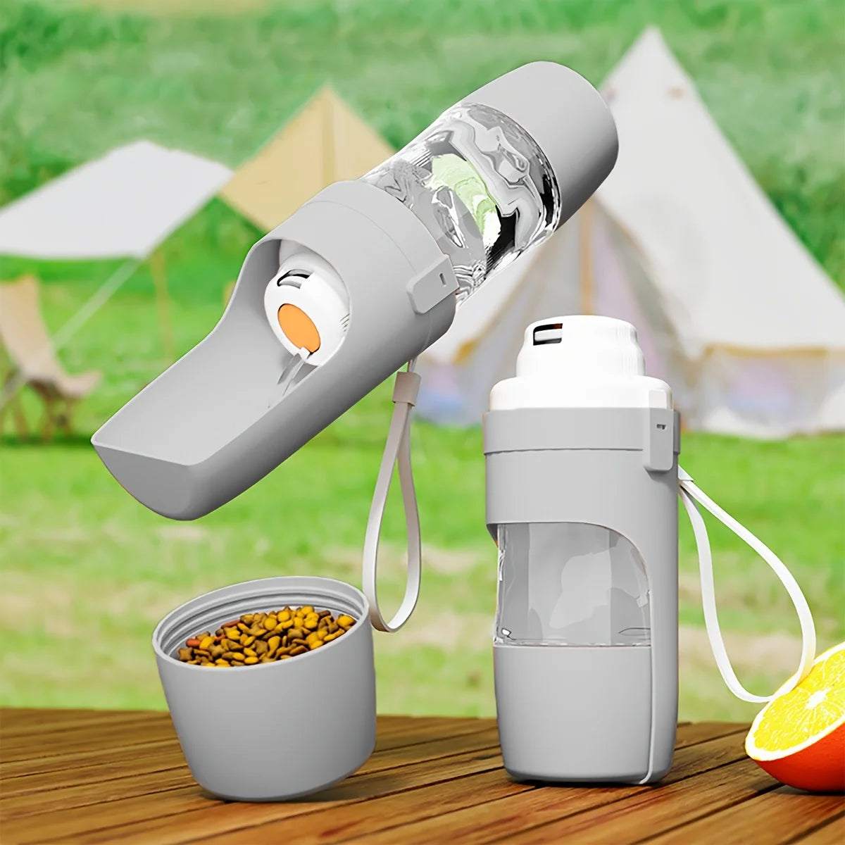 2-in-1 Portable Dog Water Bottle – Leakproof Pet Hydration & Food Storage for Walks, Hikes & Travel