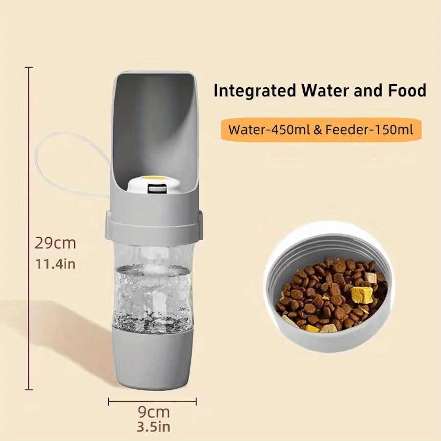 2-in-1 Portable Dog Water Bottle – Leakproof Pet Hydration & Food Storage for Walks, Hikes & Travel