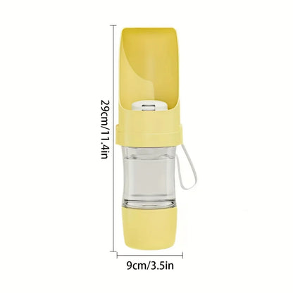 2-in-1 Portable Dog Water Bottle – Leakproof Pet Hydration & Food Storage for Walks, Hikes & Travel