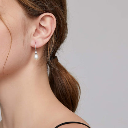 Elegant Pearl Drop Earrings – 925 Sterling Silver with Gift Box
